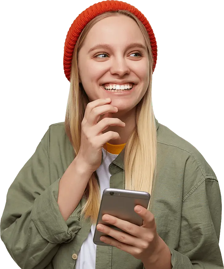 Happy girl after trying product widgets for Shopify